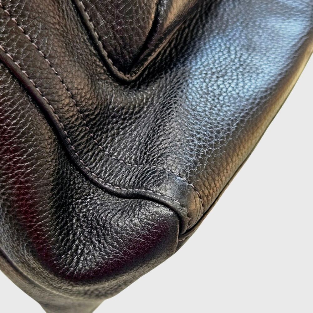 COACH Penelope Shoulder Bag Black Pebbled Leather F19264 Front Turn-Lock Tote - Picture 6 of 16